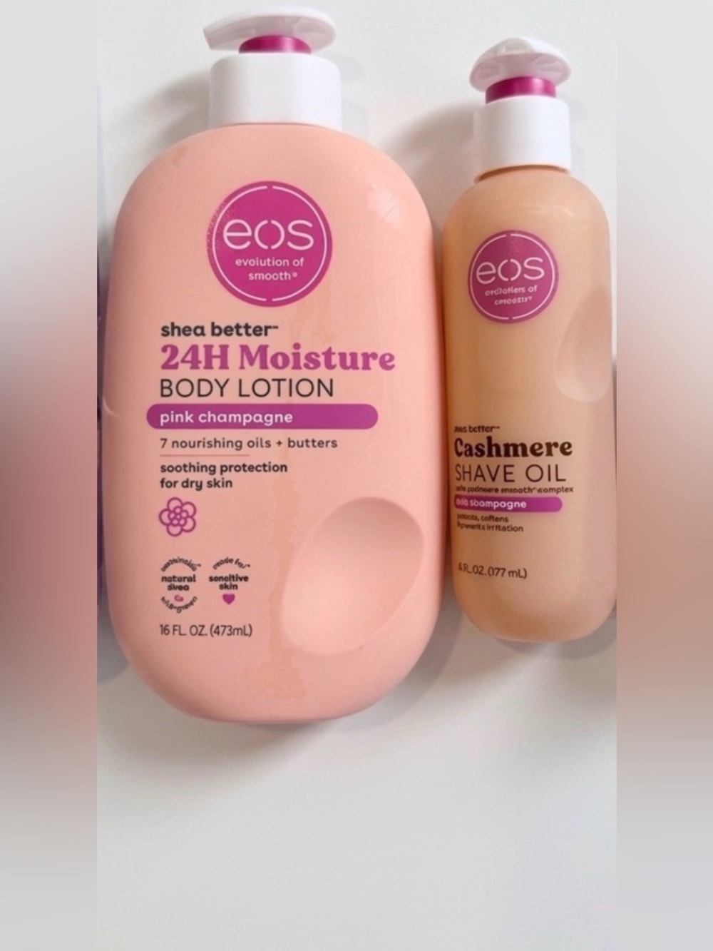 eos Body lotion pink champagne and Shave Oil full size